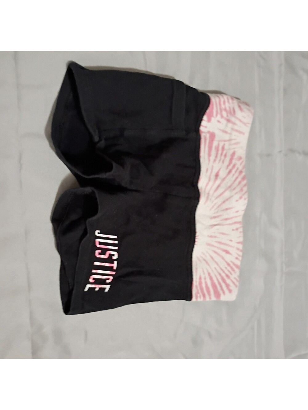 Justice Girls' Black and Pink Tie-Dye Waistband shorts